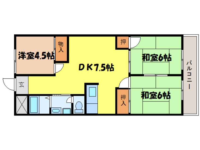 間取図 東海道本線<琵琶湖線・JR京都線>/膳所駅 徒歩10分 1階 築42年