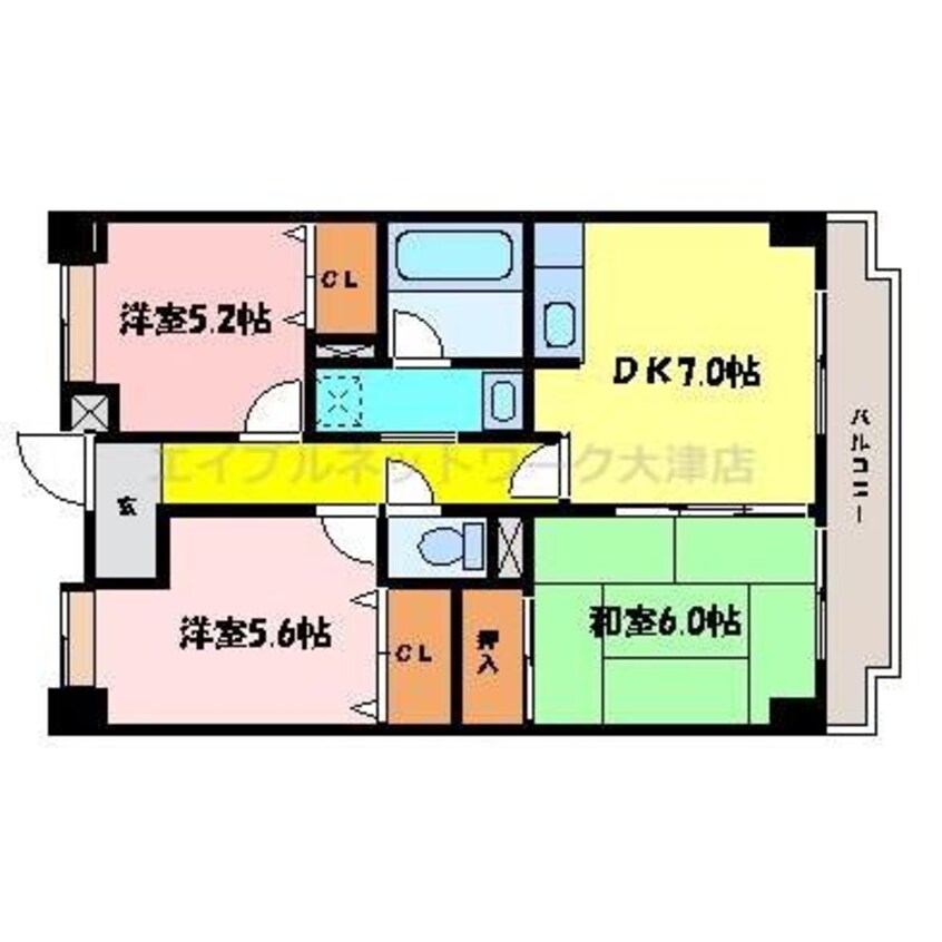 間取図 湖西線/大津京駅 徒歩21分 4階 築23年