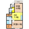 キャピタルハウス 2DKの間取り