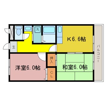 間取図 東海道本線<琵琶湖線・JR京都線>/石山駅 バス23分京阪バス　大石小学校前下車:停歩2分 1階 築27年