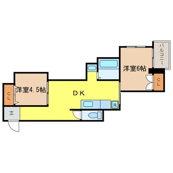 間取図 東海道本線<琵琶湖線・JR京都線>/石山駅 徒歩10分 3階 築43年