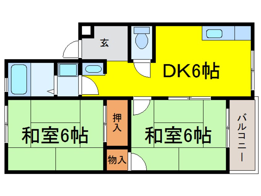 間取図 湖西線/唐崎駅 徒歩7分 2階 築28年