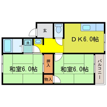 間取図 湖西線/唐崎駅 徒歩7分 2階 築28年