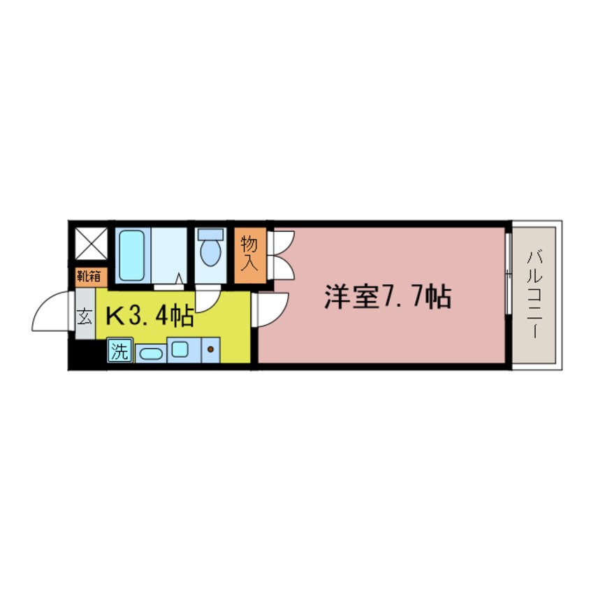 間取図 湖西線/大津京駅 徒歩6分 7階 築18年