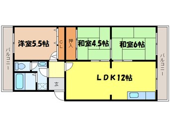 間取図 東海道本線<琵琶湖線・JR京都線>/石山駅 バス10分国分１丁目下車:停歩3分 1階 築30年