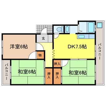 間取図 東海道本線<琵琶湖線・JR京都線>/瀬田駅 徒歩14分 2階 築40年