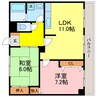 湖西線/大津京駅 徒歩9分 4階 築25年 2LDKの間取り