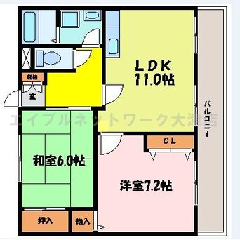 間取図 湖西線/大津京駅 徒歩9分 5階 築26年