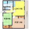 レイティー西大津３号館 2LDKの間取り