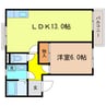リュシオル石山 1LDKの間取り