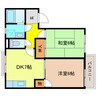リュシオル石山 2DKの間取り
