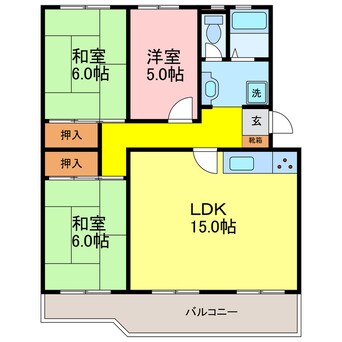 間取図 東海道本線<琵琶湖線・JR京都線>/膳所駅 徒歩12分 3階 築45年