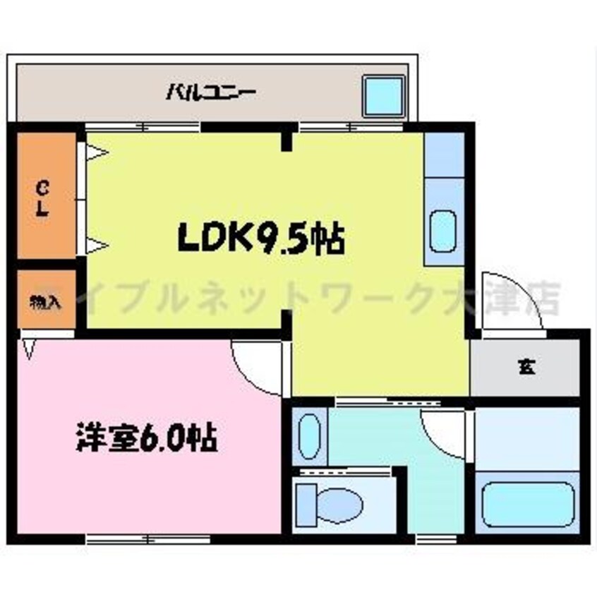 間取図 東海道本線<琵琶湖線・JR京都線>/大津駅 徒歩21分 1階 築57年