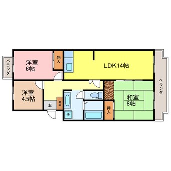 間取図 東海道本線<琵琶湖線・JR京都線>/石山駅 徒歩25分 2階 築31年