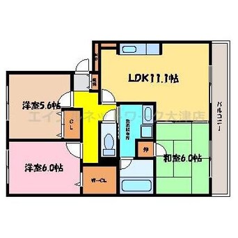 間取図 湖西線/唐崎駅 徒歩5分 2階 築21年