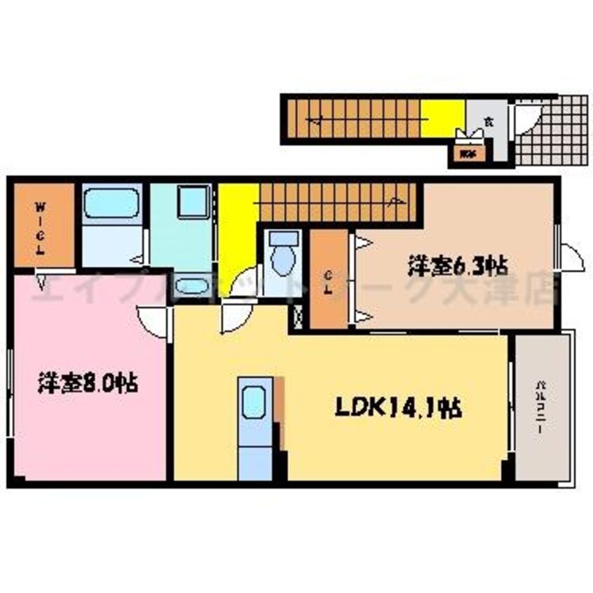 間取図 湖西線/大津京駅 徒歩18分 2階 築12年