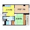 東海道本線<琵琶湖線・JR京都線>/石山駅 徒歩20分 3階 築52年 2DKの間取り
