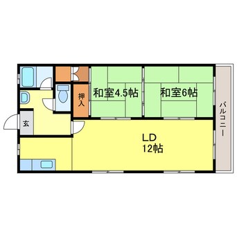 間取図 京阪石山坂本線/粟津駅 徒歩3分 2階 築46年