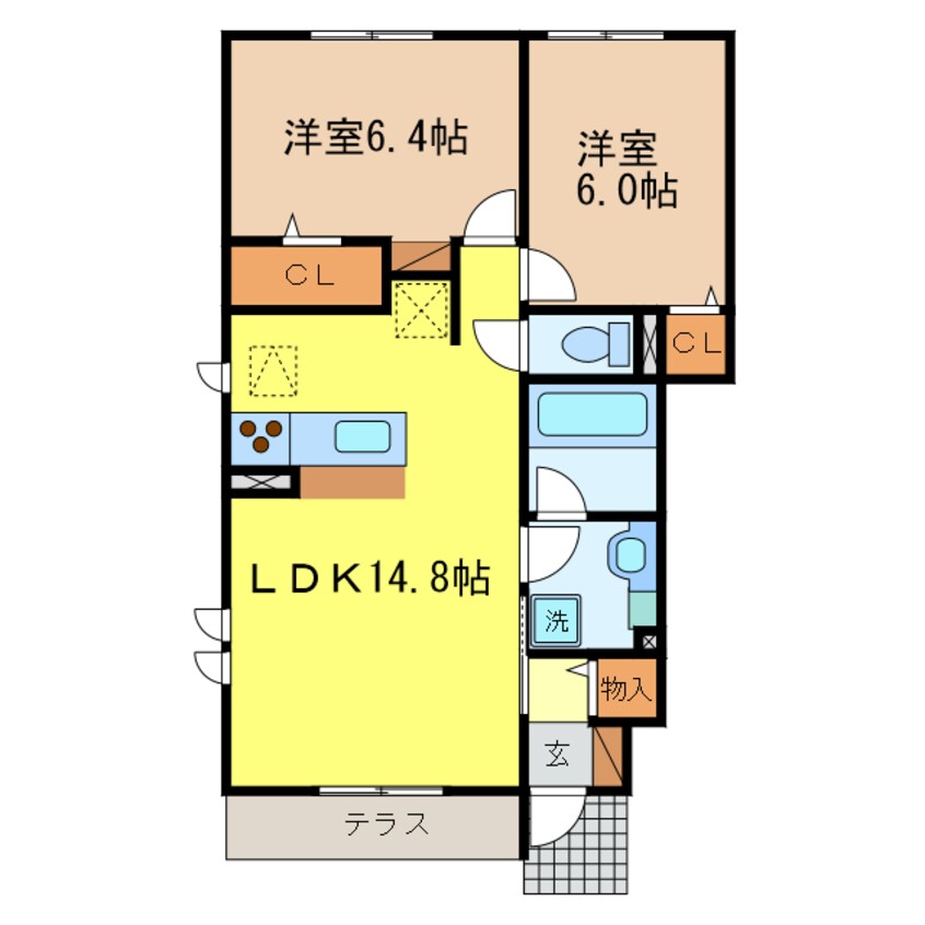 間取図 東海道本線<琵琶湖線・JR京都線>/石山駅 徒歩15分 1階 築12年