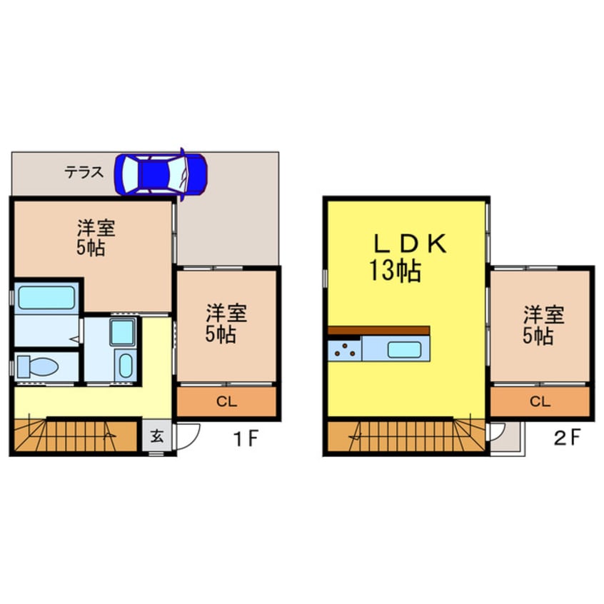 間取図 東海道本線<琵琶湖線・JR京都線>/石山駅 徒歩16分 1-2階 築12年