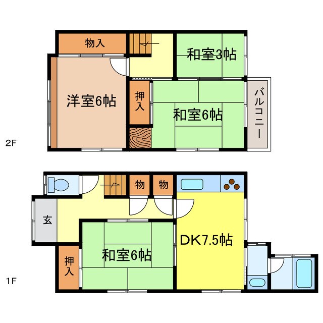 間取り図 国分2丁目貸家(連棟)