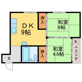 間取図 東海道本線<琵琶湖線・JR京都線>/瀬田駅 徒歩20分 3階 築46年