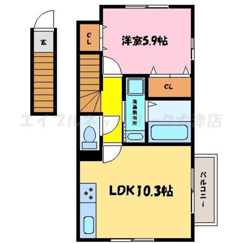 間取図 湖西線/大津京駅 徒歩9分 2階 築8年