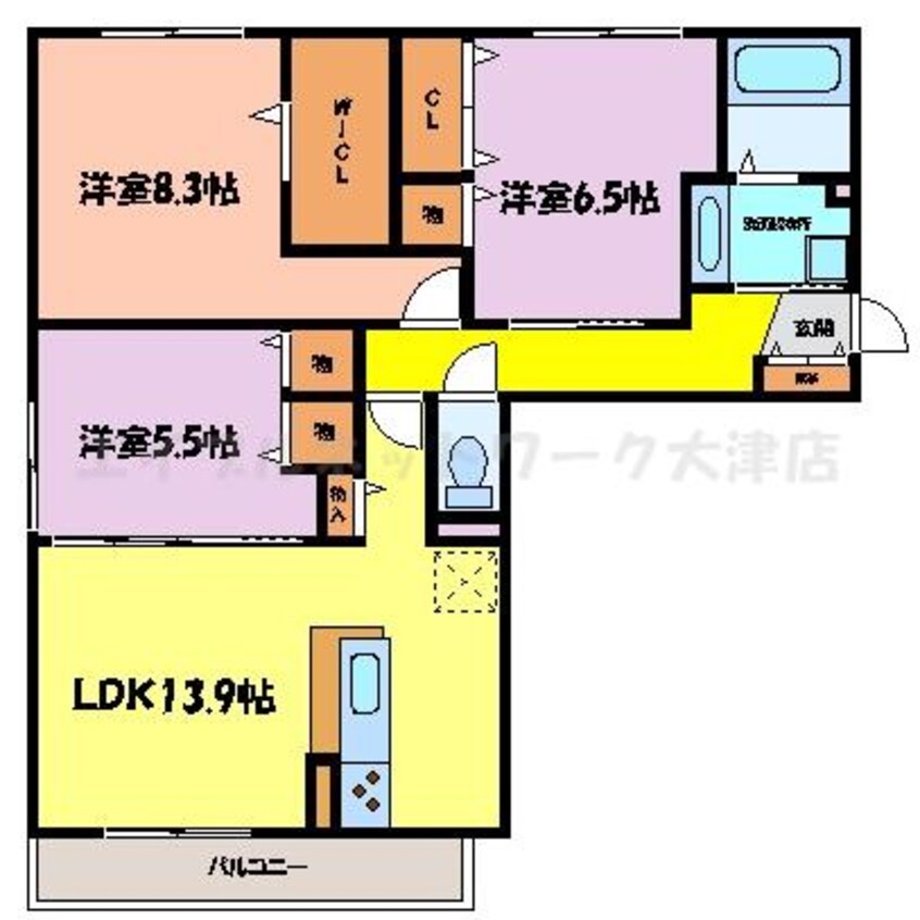 間取図 湖西線/唐崎駅 徒歩9分 3階 築7年