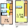 メゾントワ膳所 1LDKの間取り