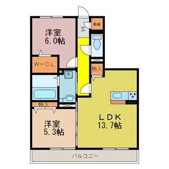間取図 東海道本線<琵琶湖線・JR京都線>/瀬田駅 徒歩24分 1階 築7年