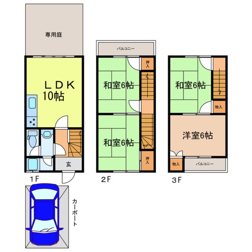 間取図 京阪石山坂本線/石場駅 徒歩3分 1-3階 築48年