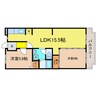 リヴェールJUNⅡ 2LDKの間取り