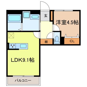 間取図 東海道本線<琵琶湖線・JR京都線>/石山駅 徒歩8分 1階 1年未満