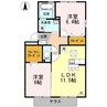 アルブル・ブランシュ 2LDKの間取り