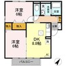 ボナールシャンブルⅡ 2DKの間取り