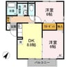 ボナールシャンブルⅡ 2DKの間取り
