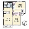シャーメゾン湖山北 2LDKの間取り