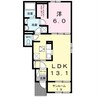 プラシードB 1LDKの間取り