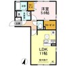 フセ アル・ソーレ 1LDKの間取り