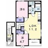 ピュールリヴィエール 2LDKの間取り