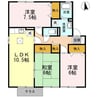 クレールニシヤマⅡ 3LDKの間取り