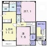 アベニールK　A 2LDKの間取り