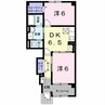 イエローベル 2DKの間取り