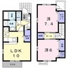 ハーヴェスト的場Ⅵ 2LDKの間取り