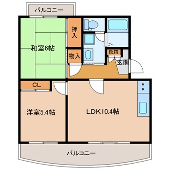 間取図 東海道本線/浜松駅 バス10分領家郵便局下車:停歩6分 2階 築28年