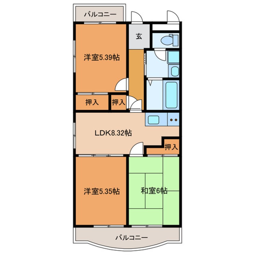 間取図 東海道本線/浜松駅 バス7分領家郵便局下車:停歩6分 2階 築23年