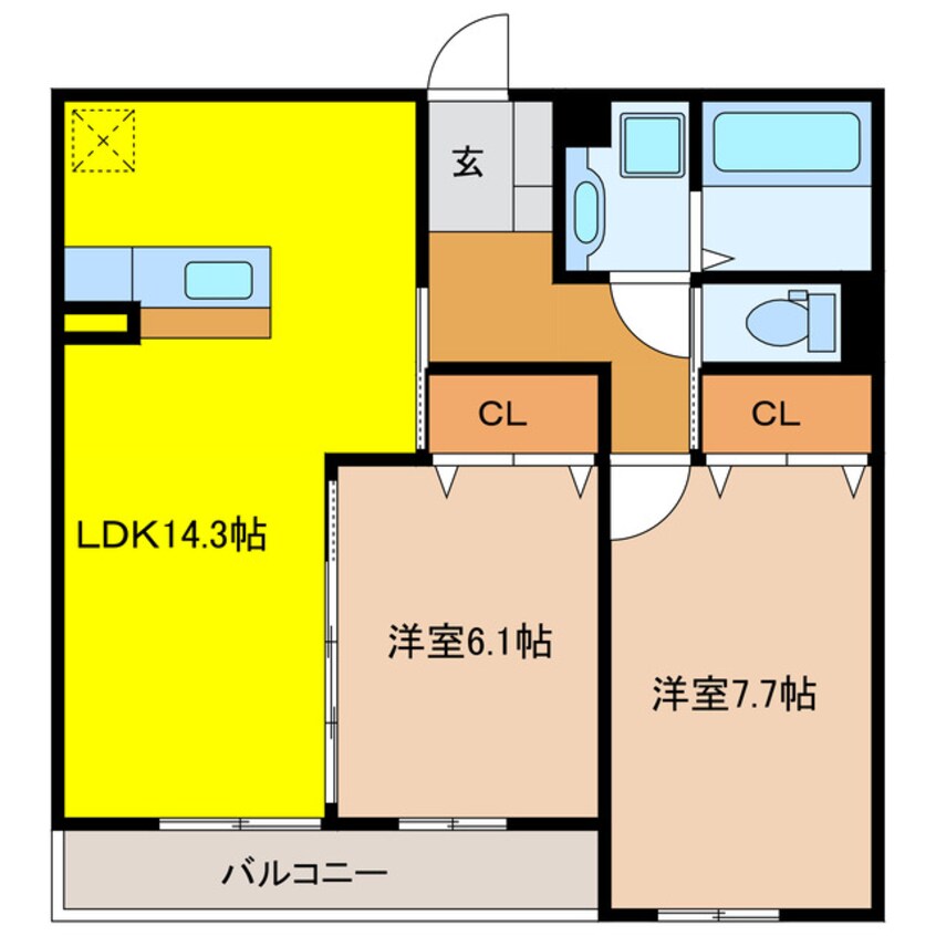 間取図 仮）Ｄ-Ｈｉｌｌｓ上西