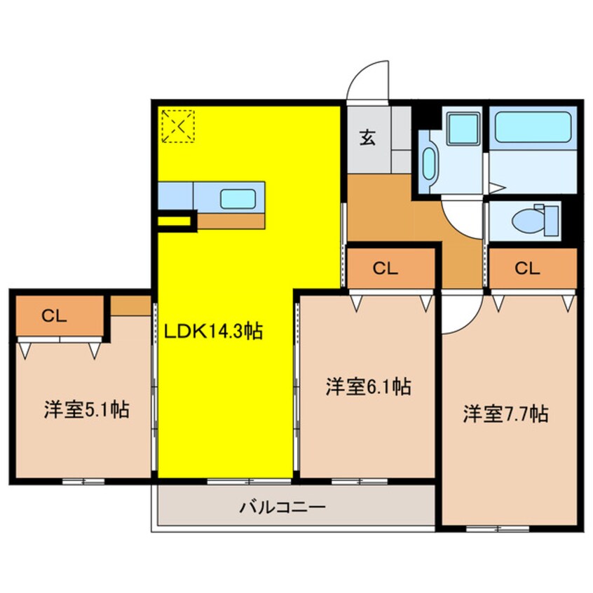 間取図 仮）Ｄ-Ｈｉｌｌｓ上西