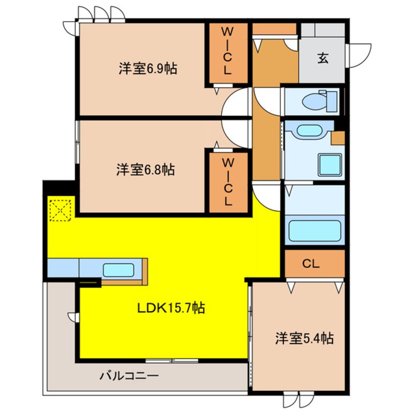 間取図 仮）Ｄ-Ｈｉｌｌｓ上西