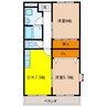 スクエアガーデン 2DKの間取り